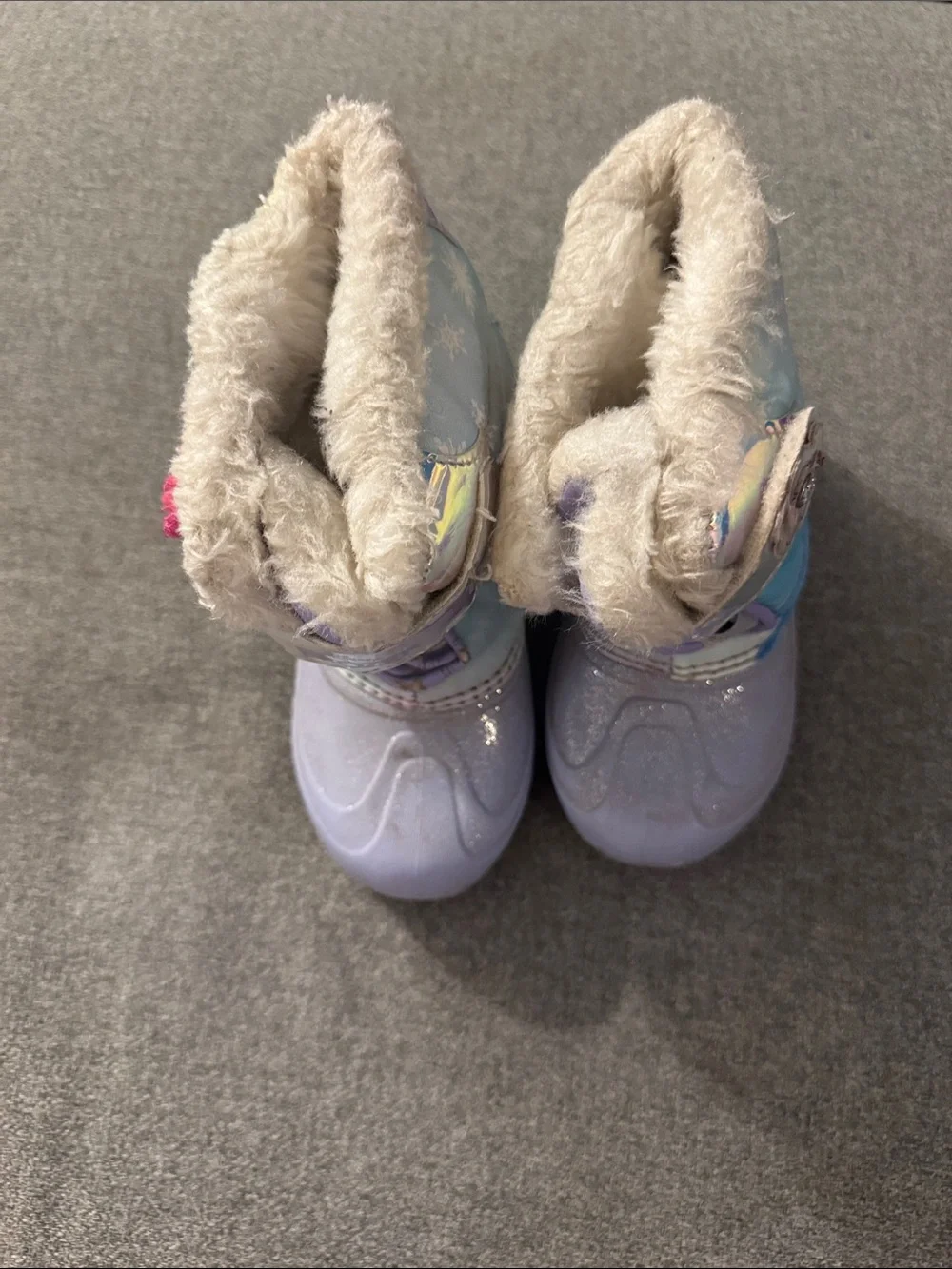 Girls' Light Purple Winter Snow Boots with Character Print